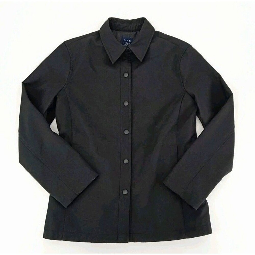 Y2K GAP Black Snap Front Utility Coat Jacket Minimalist Techwear XS The Matrix